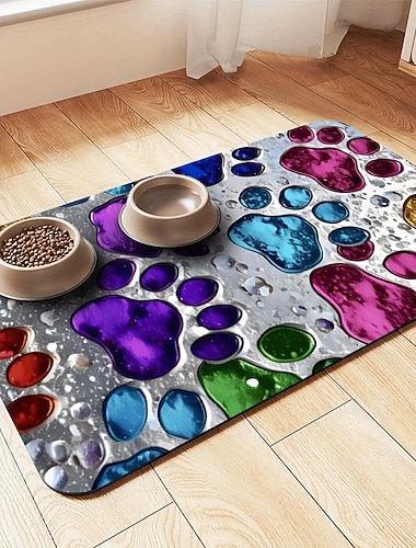  1 stk vanntett &Sprutsikker matte for kjæledyr - sklisikker sølmatte med lettrengjørbar overflate, hurtigtørkende absorberende bunn - kraftig polyestergulvbeskytter for hunder, katter, hardtre &karpe