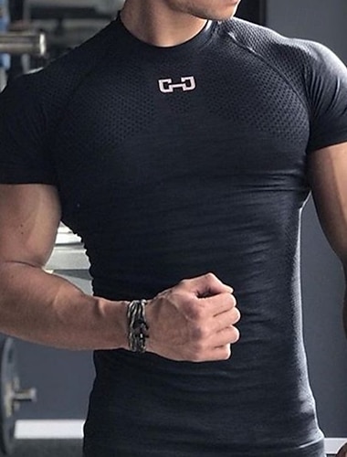  Per uomo Tinta unita T-shirt da corsa Maglia a compressione Maglia da corsa Estate Primavera Autunno Manica Corta Asciugatura Rapida Compressione Traspirante Allenamento in Palestra Allenamento