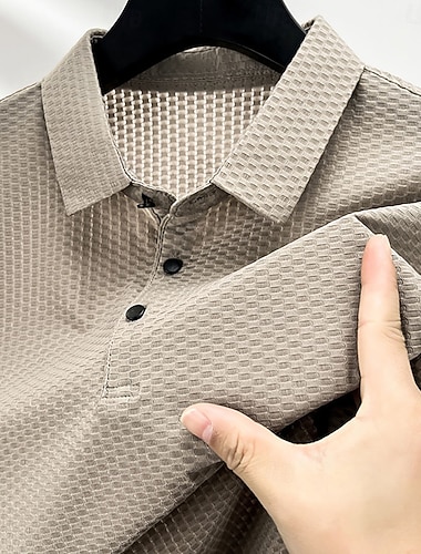  Per uomo Polo Polo Business Casuale Vacanza Bavero Manica Corta Moda Moderno Semplice Bottoni Puro Estate Primavera Vestibilità regolare Nero Blu marino Cammello Grigio Polo