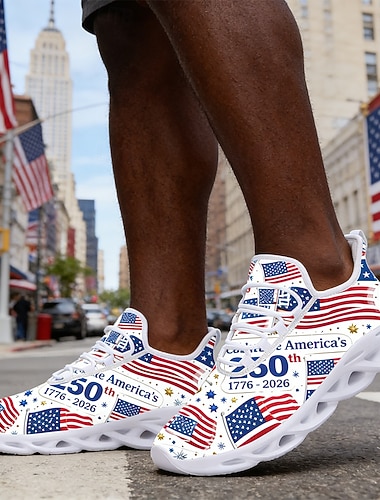  Herren-Sneaker zum 250-jährigen Jubiläum der Vereinigten Staaten – atmungsaktive Slip-on-Mesh-Schuhe mit flexibler Sohle, leicht, perfekt für den 4. Juli, Outdoor-Festivals, Reisen und den Alltag.