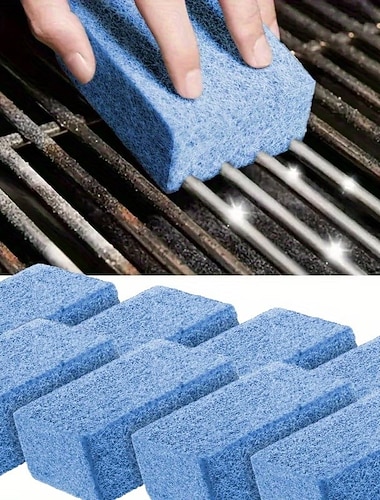  8 kpl tehokasta grillin puhdistustyynysarjaa - harjattomat pesuritilät grilleille, uunin ritilöille ja retkikeittiövälineille - naarmuuntumattomat ja kuumuutta kestävät harjat, sopivat