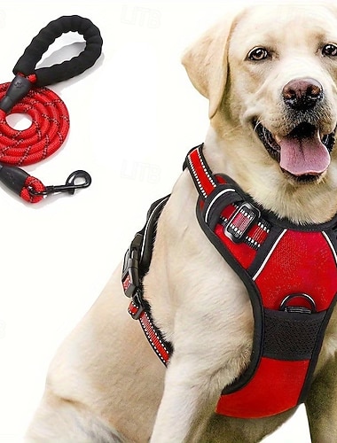  Colete para cães, colete anti-puxão, colete acolchoado ajustável, refletivo, colete de tecido Oxford que não sufoca, com alça de controle prática, adequado para cães de grande porte.