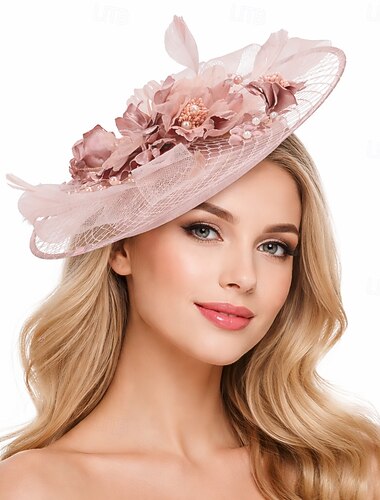  Fascinatorhatt Fascinator Blommig Maskeradkläder Dam Maskerad Bröllopsfest Ascot Hästkapplöpningsfestival Vuxna Huvudbonad Alla årstider