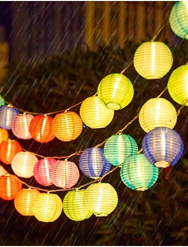  Bunte Lichterketten mit Laternen für den Außenbereich, Solar-Lichterketten mit farbenfrohen Laternen, Hängelaternen für Schlafzimmer, Bistro und Garten