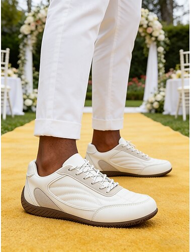  Scarpe da uomo bianche casual per matrimoni – sneakers minimaliste e leggere per matrimoni in giardino, feste ed eventi smart casual
