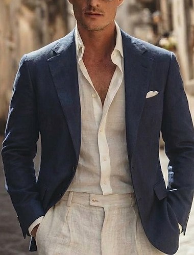  Homme Veste blazer Col cranté Classique Occasionnel Couleur Unie Blazer Noir Rouge Bordeaux bleu marine Coupe sur mesure à boutonnage simple à 2 boutons