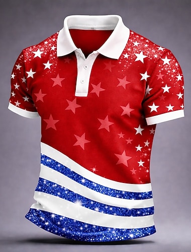  2026. július 4. 250. Férfi Amerikai amerikai zászló Pólóingek Rövid ujjú Pólóingek Galléros ingek Alkalmi Odjeća za aktivnosti na otvorenom Szabadság Fesztivál öltözék Gombok Nyár Tavasz Medence