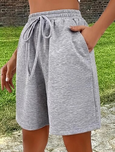  Dámské Kraťasy Letní šortky Plážové šortky prázdniny Módní Běžné Denní Krátký Vysoký pas Šňůrky Kapsy Elastický pas Pohodlné Yumuşak Prodyšné Lehce elastické Streetwear Plážové Dovolená Šedá Léto Jaro