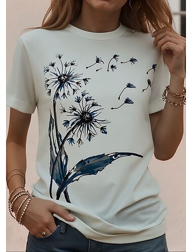  Dames T-shirt met grappige citaten, print, grafische tekst, stijlvol, klassiek, casual, korte mouwen, ronde hals, normale pasvorm, dagelijks, weekend, zwart-wit, zomer, lente, herfst, winter