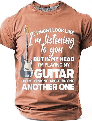  Homme Musique Argot drôle T-shirt Manche Courte T-shirt Impression 3D Col ras du cou Chemise Mode Quotidien Quotidien Rue Bleu Noir Rouge Été Printemps Vêtement Tenue S M L XL XXL XXXL
