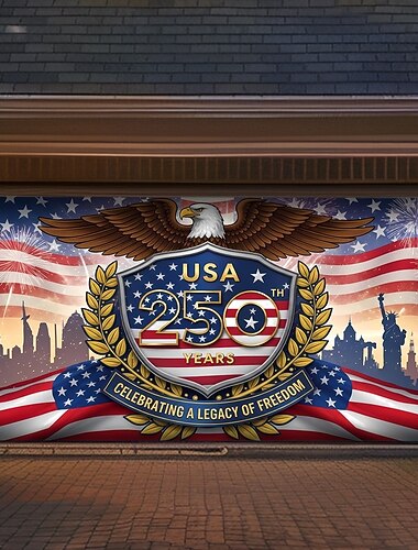  4. Juli 2026 250. Gedenktag Garagentorabdeckung Große hängende Kulisse Amerikanische Flagge Vintage 3D Patriotische Party Outdoor Shooting Hintergründe Eingangstür Wohnkultur