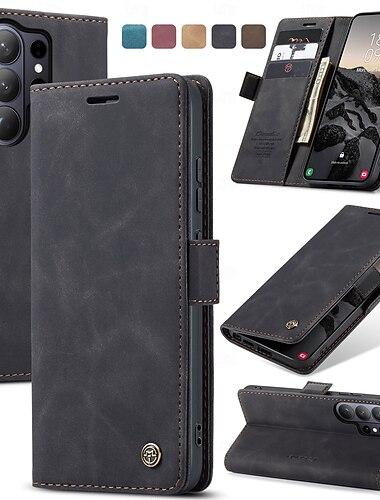  Handy Hülle Handyhüllen Für Samsung Galaxy S26 S26 Ultra Plus Brieftaschenhülle Flip-Cover Mit Ständer Ständer Kartenfach Retro TPU PU-Leder
