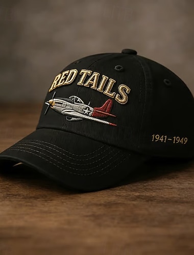  Tuskegee Airmen „Red Tails“ Heritage Cap – bestickte Baseballkappe, verstellbarer Riemen, zum Gedenken an die Jahre 1941–1949, Geschenk für Männer aus der Militärluftfahrt & Frauen