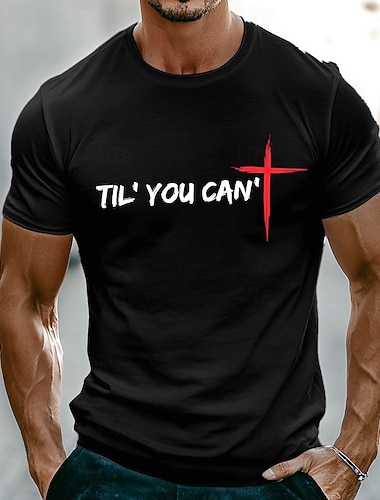  T-shirt homme « Jusqu'à ce que tu ne puisses plus envoyer de SMS » avec motif Croix-Rouge, inspiration chrétienne et religieuse, manches courtes, coupe standard, décontracté, idéal au quotidien, pour