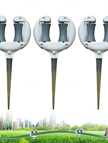  3 stk. hageslangeføringer for utendørs bruk - 10,6 tommers rustfri ABS &holder for føringspigger i galvanisert metall for plenslange, støtte for plenslange med rullespole, føringsspiker for