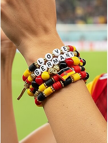  Damesarmbandenset in de kleuren van de Amerikaanse vlag, stapelbare armbanden van legering in verschillende stijlen, perfect voor voetbalwedstrijden, teamondersteuning, dagelijks gebruik en wedstrijddagen.