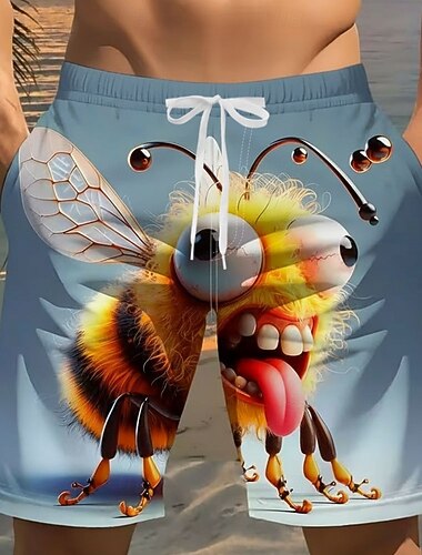  Voor heren dier Tekenfilm Bij Lange zwembroeken Zwemshorts Boardshorts Medium Taille Grappig Strandvakantie Zijzakken Mesh voering Elastische tailleband met trekkoord Ontwerper Kleding