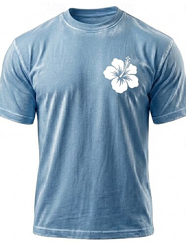  Homme Fleuri Hawaii T-shirt T-shirt à lavage minéral Manche Courte T-shirt Lavage à l'acide Col ras du cou Chemise Vacances Vintage Rétro Occasionnel Plage Voyage Bleu Violet Gris Été Printemps