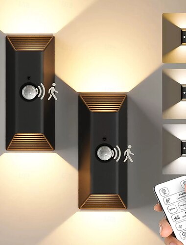  1/2 stk. USB-oppladbar smart nattlys med menneskelig sensor, fjernkontroll, vegglampe med LED-lampe, korridor, passasje, bakgrunnsvegglampe, nattbord, baderomsbelysning
