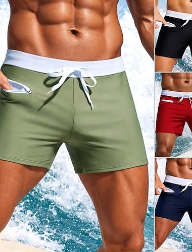  Herre Badeshorts Lapper Snorer Boyleg Med lommer Hurtigtørkende Elastisk Pustende Badetøy Bunner Surfing Vannsport Svømming Sommer