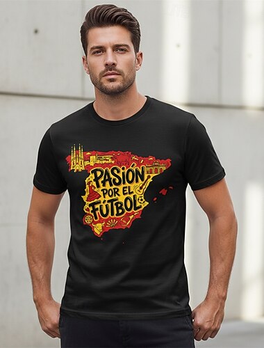  Partita mondiale di calcio 2026 Abiti Maglietta grafica Vintage Football americano Tifoso di calcio spagnolo Corte per Unisex Adulti Stampa 3D  per Quotidiano Sport all'Aperto