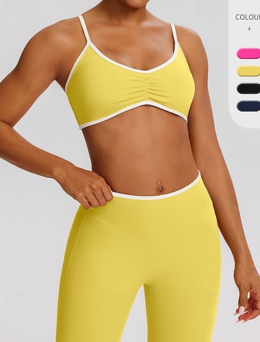  Per donna Reggiseno da yoga Reggiseno Pilates Reggiseno sportivo Intimo / Maglia Intima Sostegno e protezioni Anti-vibrazione Traspirante Arricciato Imbottito Tinta unica Sport Abbigliamento sportivo