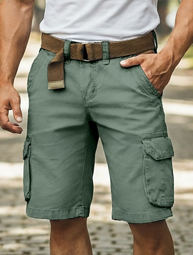  Herren Cargohose Cargohosen Cargo-Shorts Shorts Freizeitshorts Tasche Elastischer Bund Einfach Einheitliche Farbe Kurz Lässig Outdoor Streetwear Mode Streetwear Blau Schwarz Unelastisch