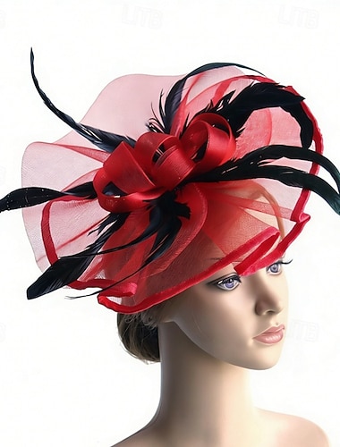  fascinators Fjær Nett Bryllup Bursdag Elegant Årgang søt stil Med Fjær Tyll Hodeplagg Hodeplagg