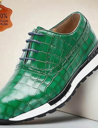  Grüne Oxford-Schuhe für Herren aus echtem Leder – klassischer Stil, geeignet für formelle Anlässe und Business, bequeme Premium-Lederschuhe