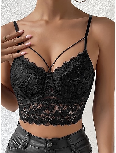  Damen Sexy Dessous BH Spitze RückenfreiNightwearNylon Outdoor Straße Einfarbig Mode Sexy Schwarz Weiß Wein Rote Purpur Sommer Frühling