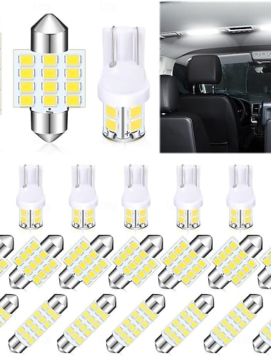  24 deler LED-kupelyssett for bilens interiør, 194 T10 DE3175 578 31 mm 42 mm pærer, erstatningslys for bilens interiør, kartskilt, markeringslys på døren, svinglys i bagasjerommet