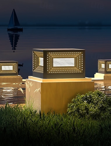  Säulenleuchte mit Solarantrieb für Zaun, Terrasse und Garten, geeignet für ebene Flächen, wasserdicht (IP65), 3000 K