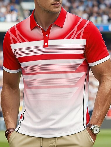  Ανδρικά Ριγέ Μπλουζάκια πόλο Κοντομάνικο Μπλουζάκια πόλο Πέτο Καθημερινό Ένδυση γυμναστικής και άθλησης Κουμπιά Ανοιξη καλοκαίρι Θαλασσί Ρουμπίνι Βυσσινί