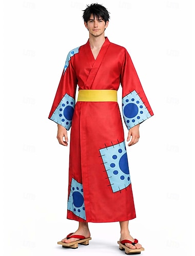  Avventuriero dell'oceano Capitano Pirata di Cappello di Paglia Anime Abiti Kimono tradizionale giapponese Abiti Cosplay Halloween Carnevale Feste Performance Cintura Per Per donna Adulti