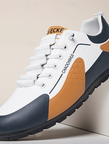  Муж. Винтаж На каждый день Повседневные Полиуретановая кожа Удобный Шнуровка Черный Хаки Серый Лето Весна Осень