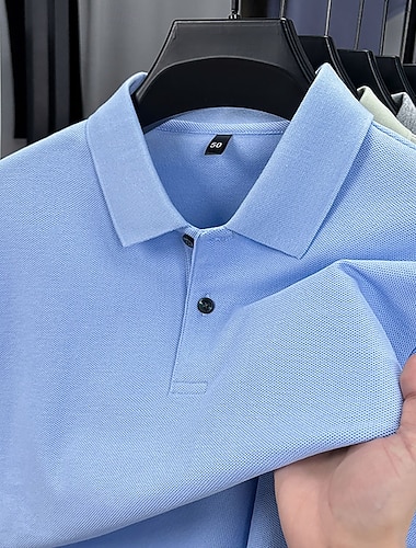  Herren Polo Poloshirts Lässig Urlaub Revers Kurzarm Mode Modern Einfach Knöpfe Rein Sommer Frühling Normale Passform Meerblau Schwarz Weiß Gelb Rosa Rote Polo