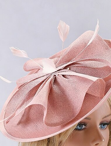  Fascinator Sinamay Hochzeit Geburtstag Elegant Vintage Niedlich Mit Feder Perlen Kopfschmuck Kopfbedeckung