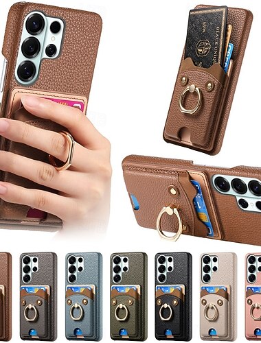  Handy Hülle Handyhüllen Für Samsung Galaxy S26 S26 Plus S26 Ultra Rückseite Mit Ständer Ringhalter Kartenfach Retro TPU PU-Leder