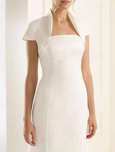  Estolas Femininas Bolero Envoltórios da mãe Agasalhos de noiva Envelopamentos de convidados de casamento Elegante senhoras Estilo Formal Manga Curta Chiffon Estolas de Casamento Com Cor Pura Para