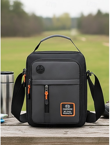  Sac bandoulière homme en tissu Oxford, multicolore, grande capacité avec plusieurs compartiments, bandoulière réglable, idéal pour un usage quotidien, décontracté ou en extérieur.