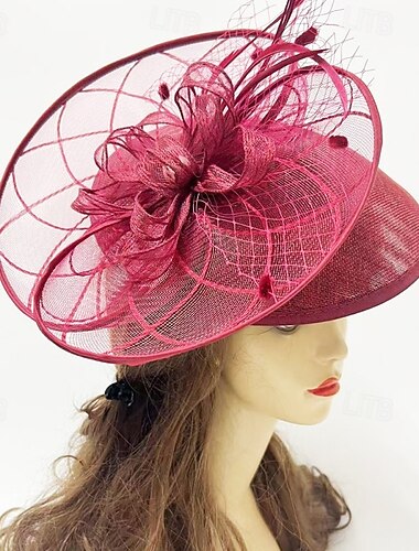  قطع زينة الرأس سيناماي زفاف عيد ميلاد أنيق عتيق لطيف مع تفاصيل لؤلؤ قماش رقيق شفاف خوذة أغطية الرأس