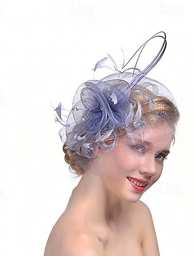  Fascinator Tulle Matrimonio Compleanno Elegante Vintage Carino Con Tulle Copricapo Copricapo