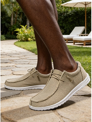  herresko i kanvas – komfortable slip-on-loafers for reiser, turgåing og uformelt bruk på feriestedet