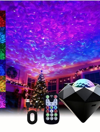  Nieuwe bestseller, trendy laserlamp met sterrenhemelprojectie voor slaapkamer, studentenkamer, romantische dromerige waterrimpeling, diamantprojectie, usb-decoratie, sfeervolle led-nachtlamp