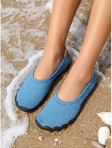 Chaussures aquatiques bleues pour femmes à bout large – chaussures minimalistes légères à séchage rapide avec semelle antidérapante, style flexible à cinq orteils pour la natation, la plage, la