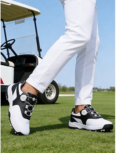  Witte sportieve golfschoenen voor heren, ademend bovenwerk, antislipzool, lichtgewicht comfort, perfect voor de golfbaan en training.