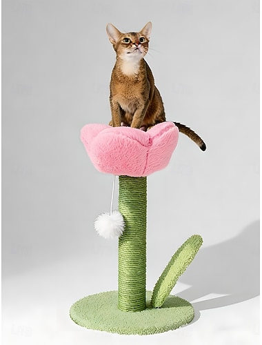  Klorebrett til katter, søtt kloretre 40 cm, blomstertårn til katter med klorebrett, sisalstamme for innekatter