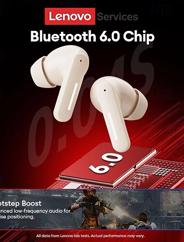  Écouteurs sans fil Lenovo, dotés d'une puce Bluetooth 6.0, d'un étui de chargement, d'une autonomie de 35 h, d'un son spatial immersif à 360° avec son panoramique 3D, intra-auriculaires pour les jeux,