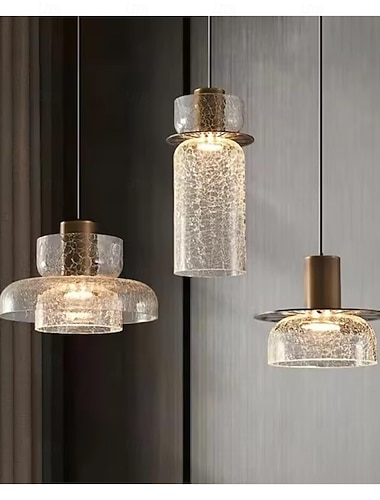  Kreativní závěsné světlo z prasklého skla, čiré jantarové, do jídelny, ložnice, baru, obchodu s LED diodami, nastavitelné, moderní