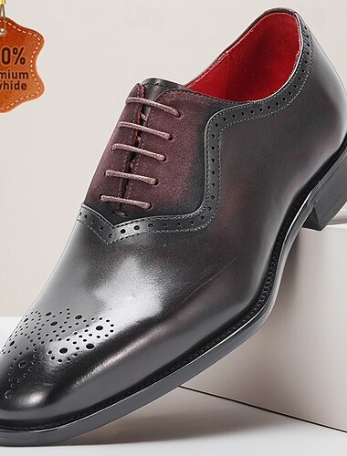  Мужские классические кожаные туфли премиум-класса – натуральная коровья кожа, классический дизайн оксфорд, заостренный носок, элегантный формальный стиль, удобная посадка, идеально подходят для свадеб, офиса и особых случаев.